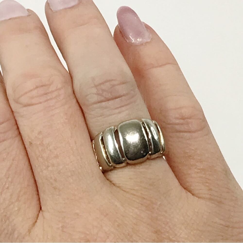 Vintage 925 Sterling Silver Milor Italy Ribbed Puffy Abstract Modern Ring 7 - Picture 7 of 15